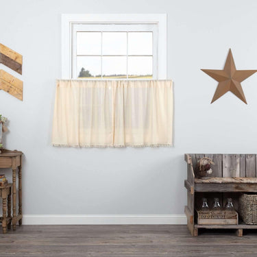 Tobacco Cloth Natural Tier Fringed Set of 2 L24xW36 - The Fox Decor